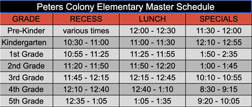 master schedule